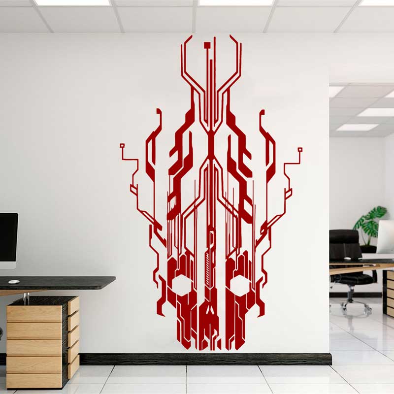 Chip Circuit Tech Skull Vinyl  - Office Tech Furniture 评论和价格