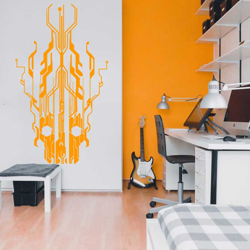 Chip Circuit Tech Skull Vinyl  - Office Tech Furniture 评论和价格