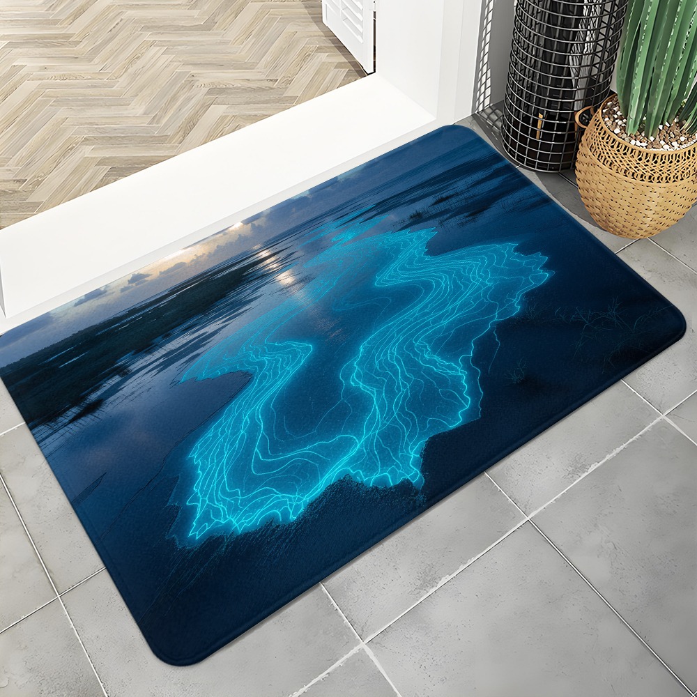 Abstract Topo Doormat Neon Blu - Office Print Tech 评论和价格