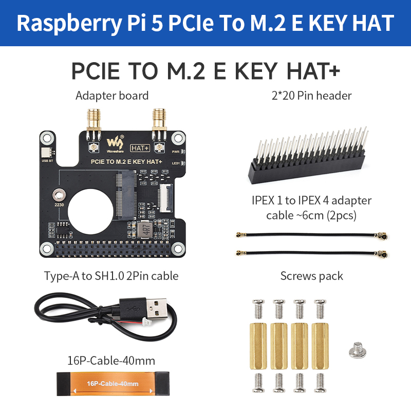 PCIe To M.2 E KEY HAT+ Board C - Raspberry Pi Keyboard 评论和价格