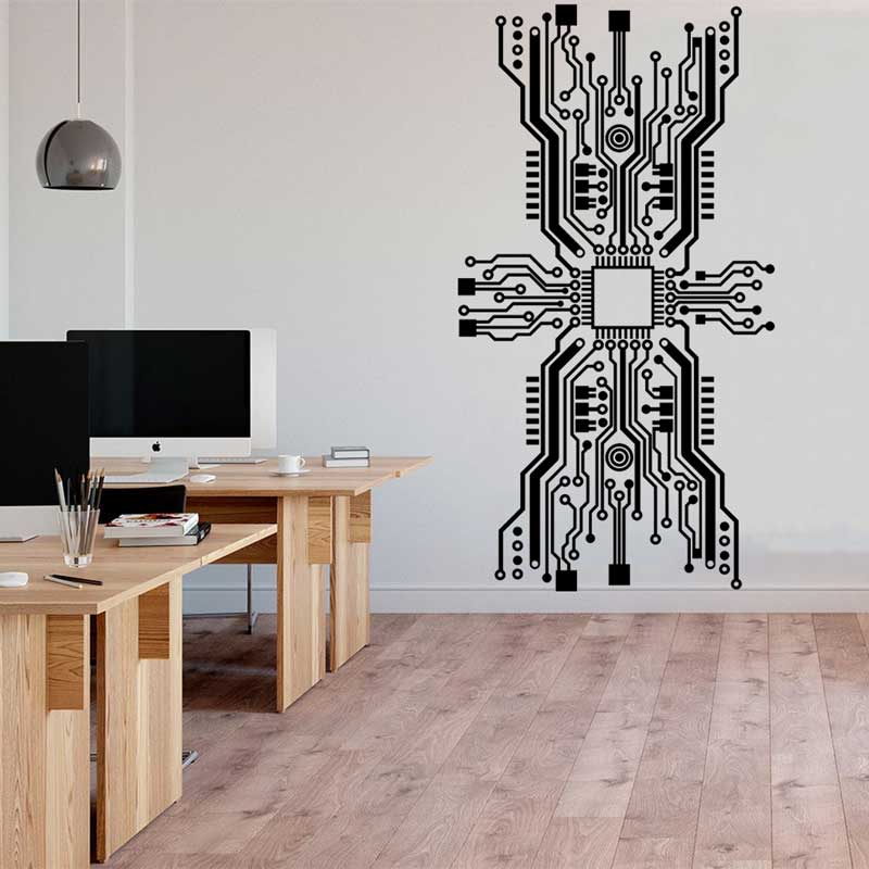 Circuit Board Chip Wall Sticke - Office Tech Furniture 评论和价格